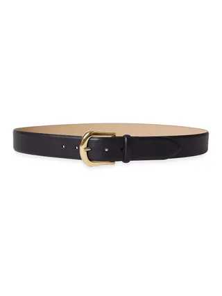 Black wide belt with gold buckle