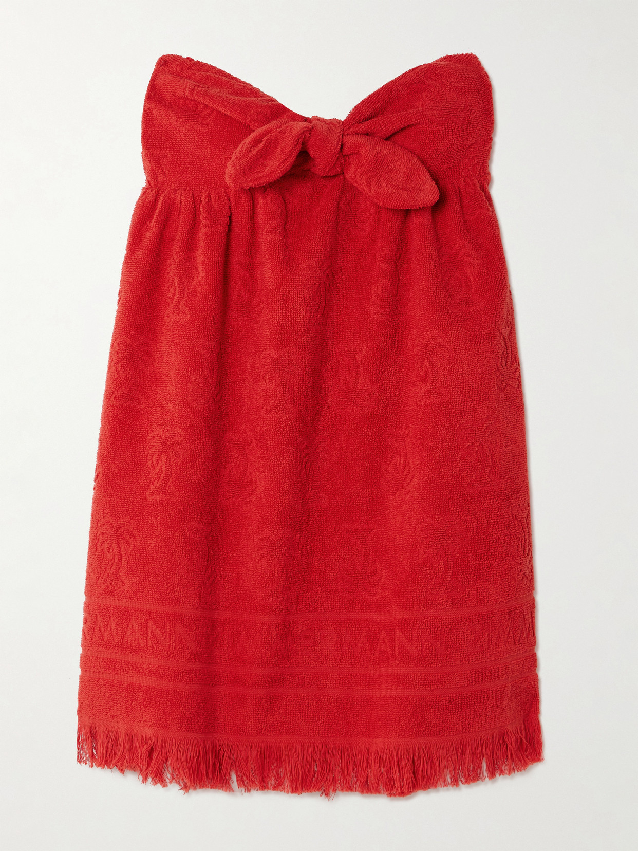 Alight Strapless Bow-Embellished Cotton-Terry Jacquard Mini Dress