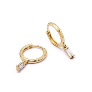 Estée Lalonde Fine Baguette Diamond Huggie Earrings 14ct Solid Gold