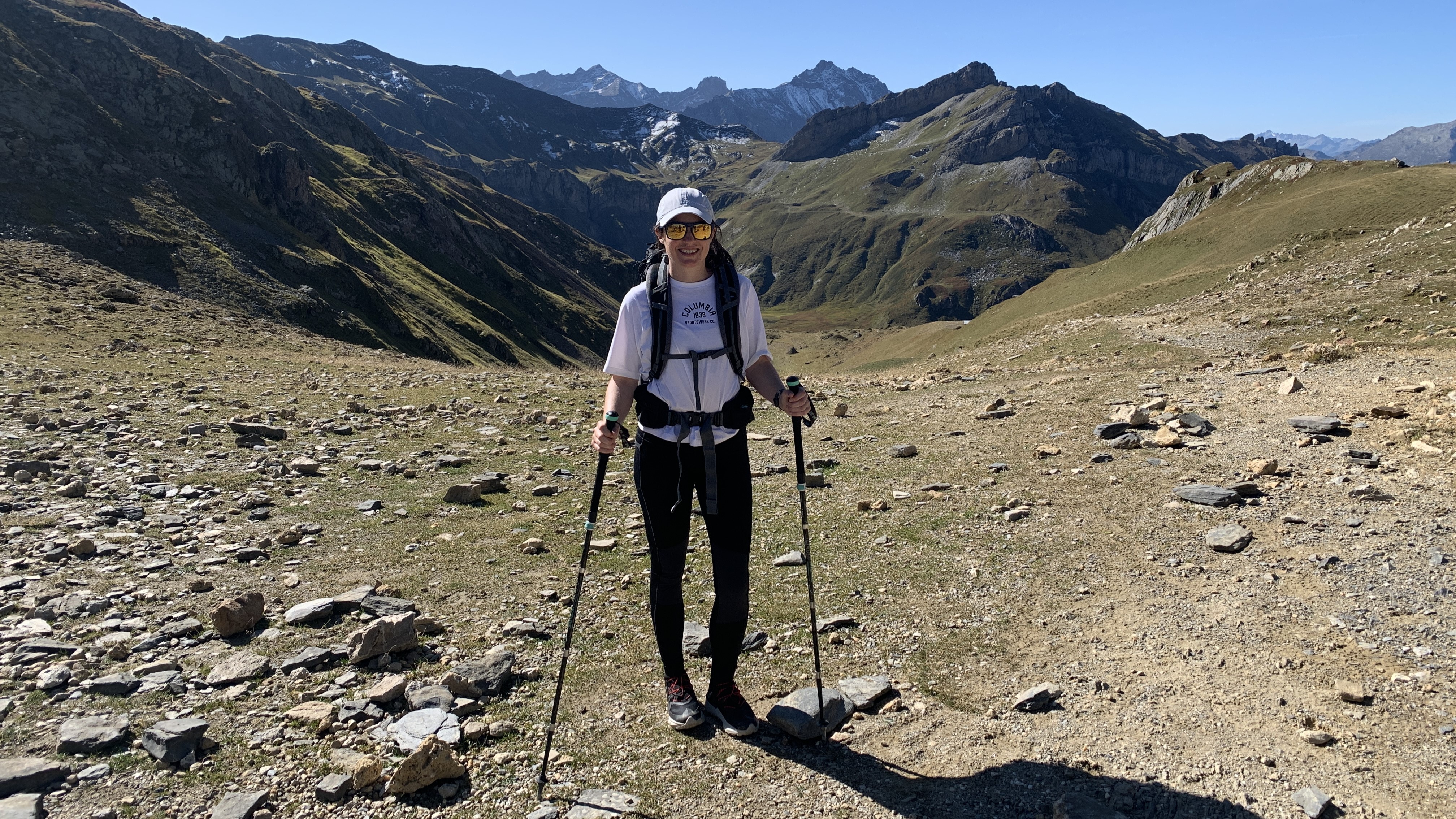 Julia Clarke hiking in the Alps