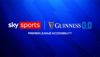 Blue background with lighter zigzags. The text in the centre reads 'Premier League Accessibility', with the Sky Sports and Guinness 0.0 logo above