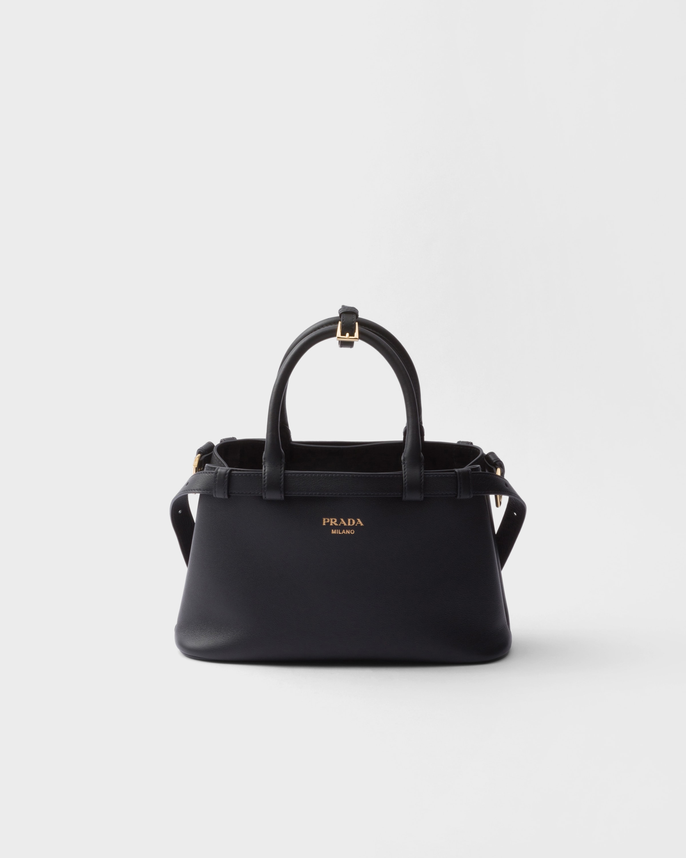 Prada Buckle Small Leather Handbag With Double Belt