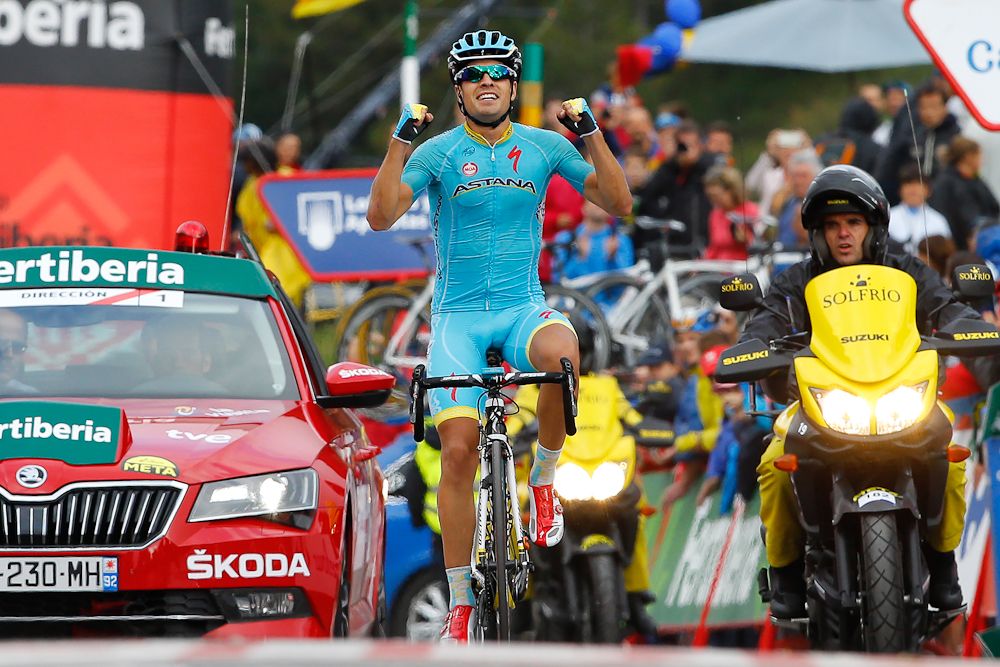 Mikel Landa (Astana) wins stage 11 at the 2015 Vuelta a Espana.