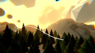 A screenshot of a mountain landscape filled with trees in Small Radios Big Televisions.
