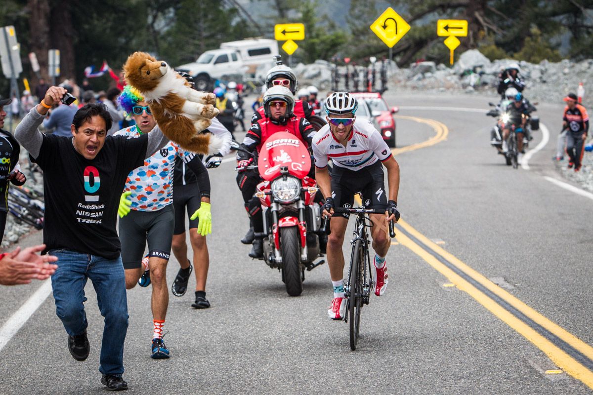 Julian Alaphilippe (Etixx-Quick Step) goes solo on the climb