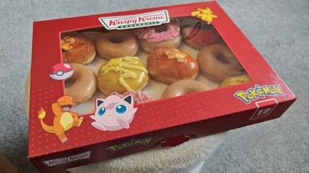 Pok&eacute;mon dozen box from the Pok&eacute;mon x Krispy Kreme collection