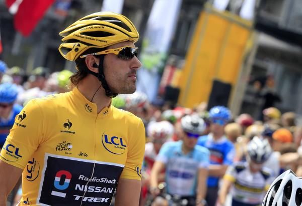 Fabian Cancellara (RadioShack-Nissan) in yellow in Liege.
