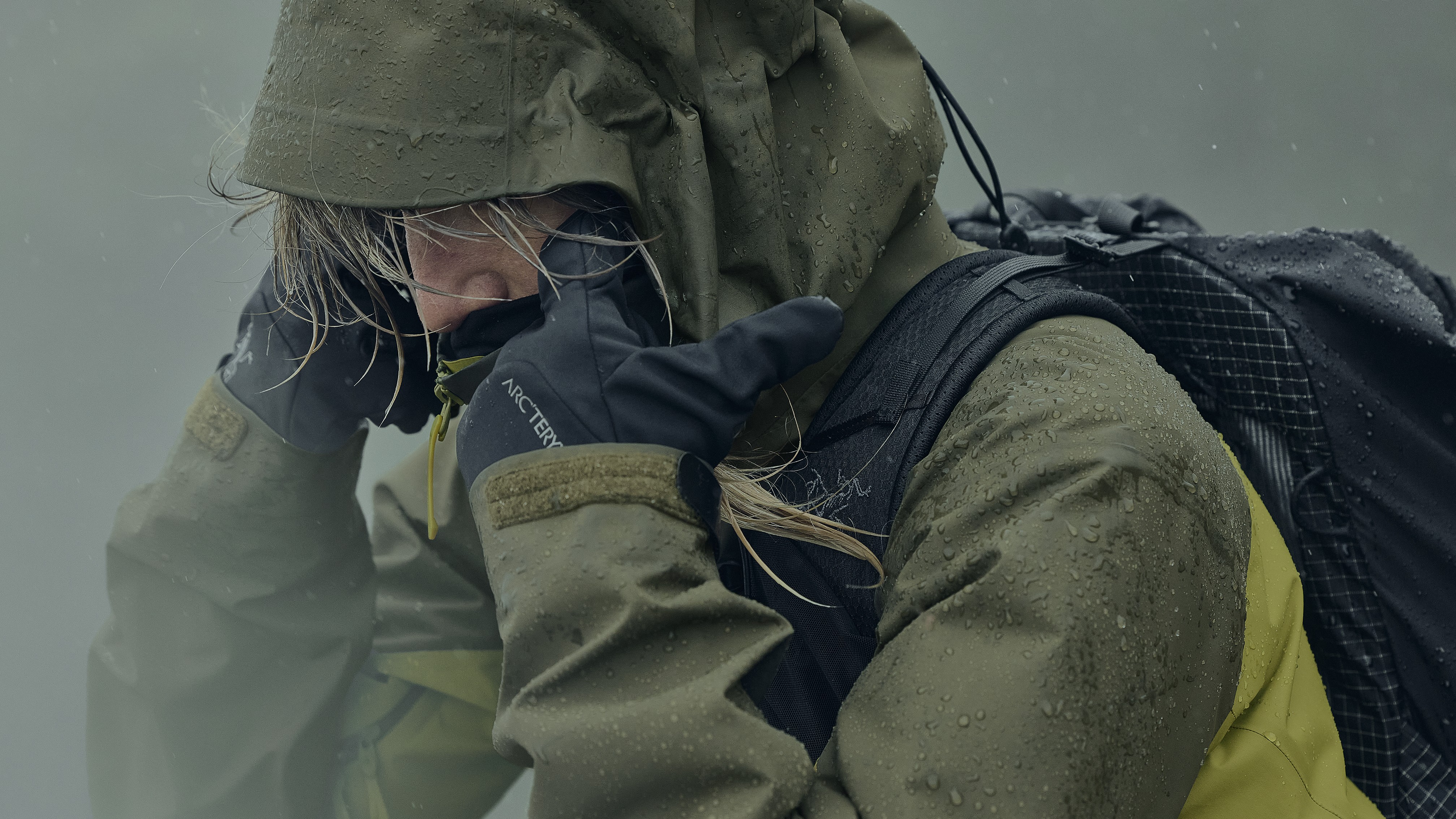 A female hiker tersting the Arc'teryx Beta AR jacket