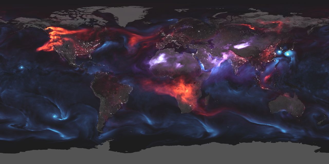 A map of atmospheric aerosols.