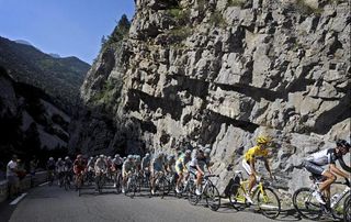 It's another day in the Alps for the Tour peloton.