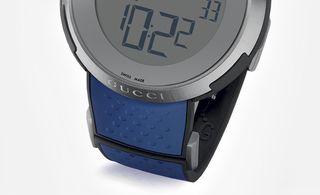 This summer's I-Gucci Sport version includes black rubber pushers fused into the brushed-steel bezel and a new, larger 49mm dial that allows for a slicker, roomier design