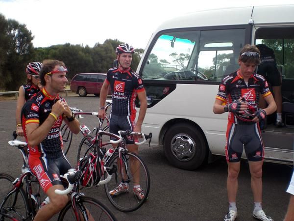 Time to train means time to play for Alejandro Valverde and his teammates Mathieu Perget, Mathieu Drujon and Ivan Gutierrez.