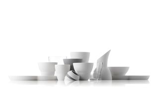 Bowl, milk jug, ‘brunch’ plate, set of two; tea cups