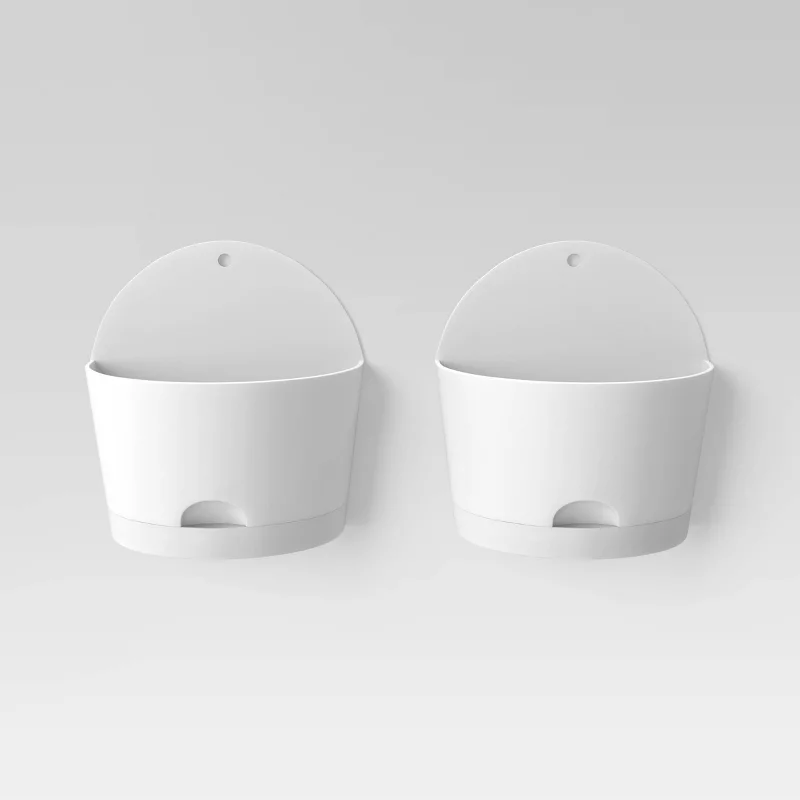 2pc Self-Watering Wall Half-Circle Indoor Outdoor Planter Pots 8"x4.75" - Room Essentials™