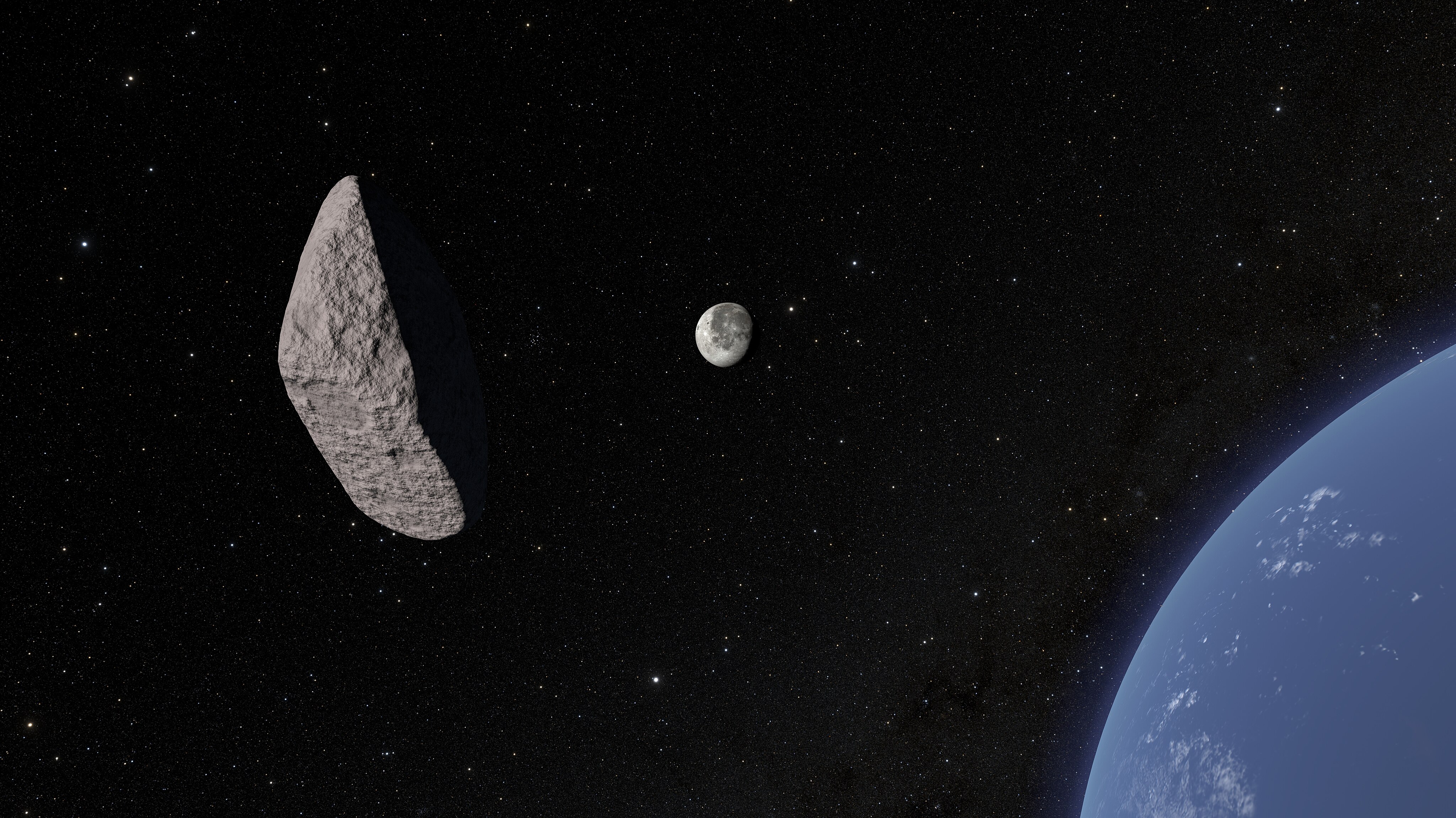 A series of gray and blue objects on a black background