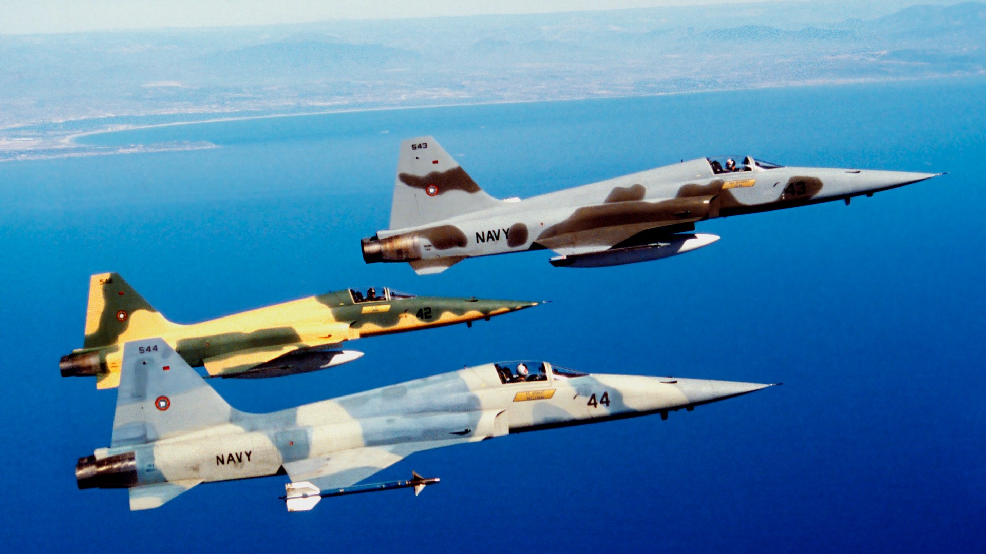 Northrop F-5s were ideal ‘aggressors’ for Top Gun, being smaller and nimbler than most US fighters.