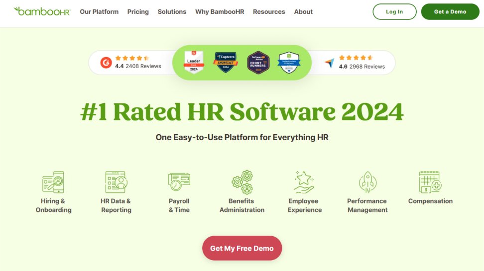 BambooHR website screenshot (May 2025).