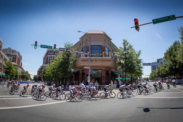 The men roll through downtown Clarendon