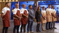 Both teams standing in a line in Top Chef Season 23 Restaurant Wars