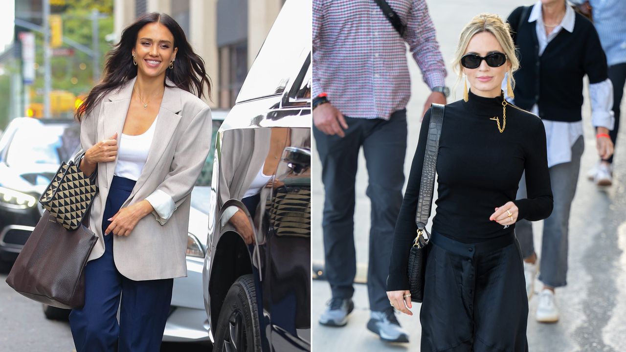 Jessica Alba and Emily Blunt both style Cuyana bags in New York and Los Angeles