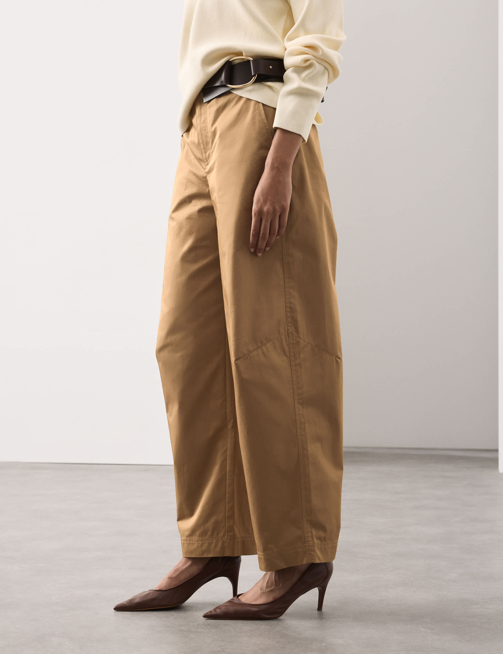 Pure Cotton Barrel Leg Chinos