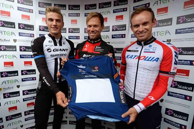 Marcel Kittel, Thor Hushovd and Alexander Kristoff with the leader's jersey