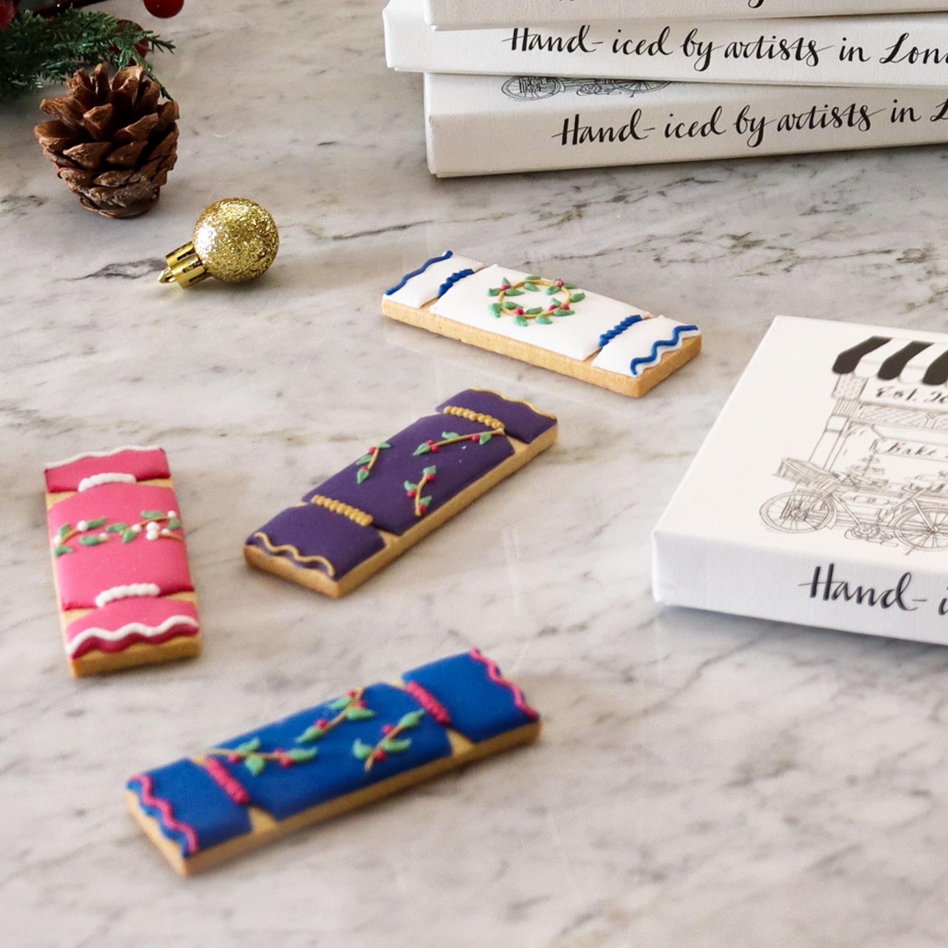 Biscuiteers biscuits on marble countertop