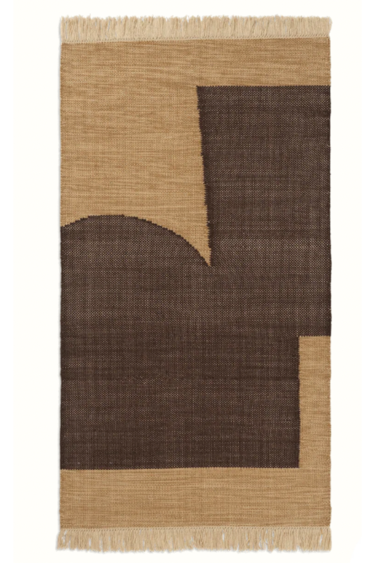 Jute rug with darker geometric pattern