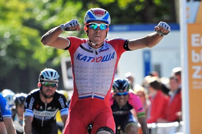 Alexander Kristoff (Katusha) had time for a few different celebrations