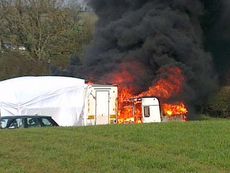 Trade stand fire at Aston-le-Walls