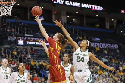 Chloe Jackson of Baylor University tries to get the ball.