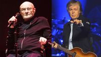 LEFT: Phil Collins of the band Genesis performs live on stage during a concert at Mercedes Benz Arena on March 7, 2022 in Berlin RIGHT: Paul McCartney performs live on stage at the O2 Arena during his 'Freshen Up' tour, on December 16, 2018 in London