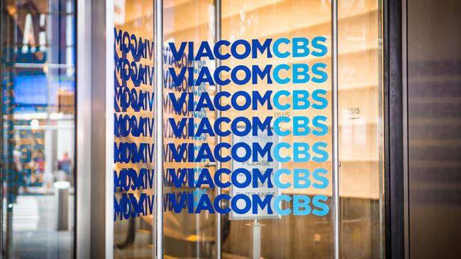 Signage at the ViacomCBS Inc. headquarters in New York on Sunday, Feb. 9, 2020.