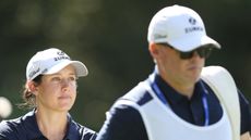 Albane Valenzuela with caddie Jamie Longman at the LPGA Tour's FM Championship