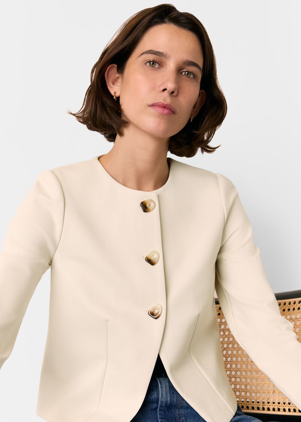 Ivory Anne Ponte Button Jacket
