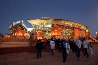 General view of the Peter Mokaba Stadium in Polokwane ahead of the 2010 World Cup clash between Argentina and Greece.