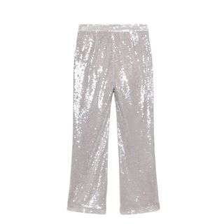 Photo of a pair of silver/grey sequin trousers from Mint Velvet