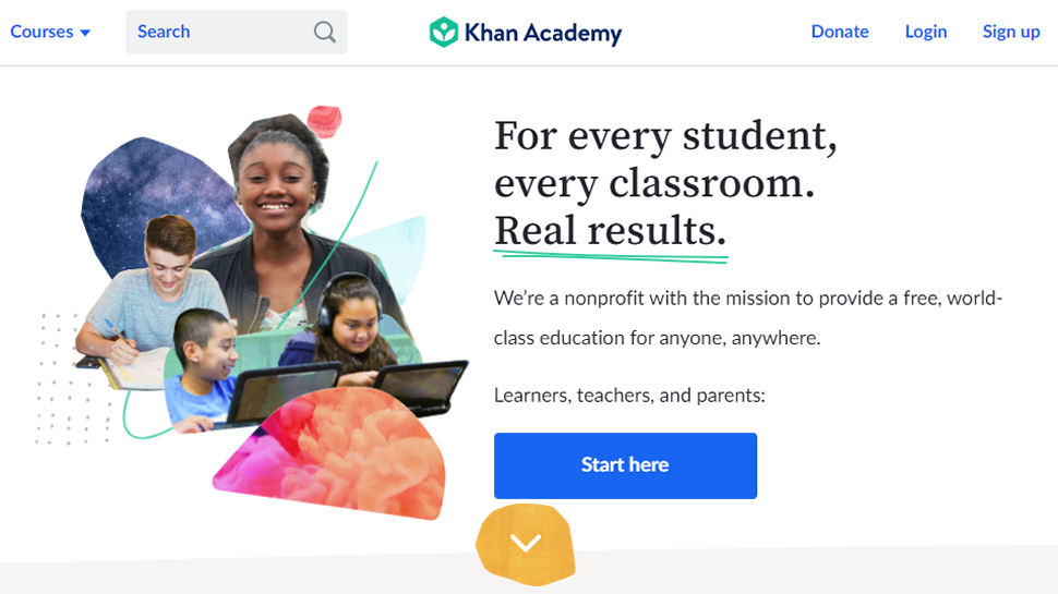 Tangkapan layar situs web untuk Khan Academy