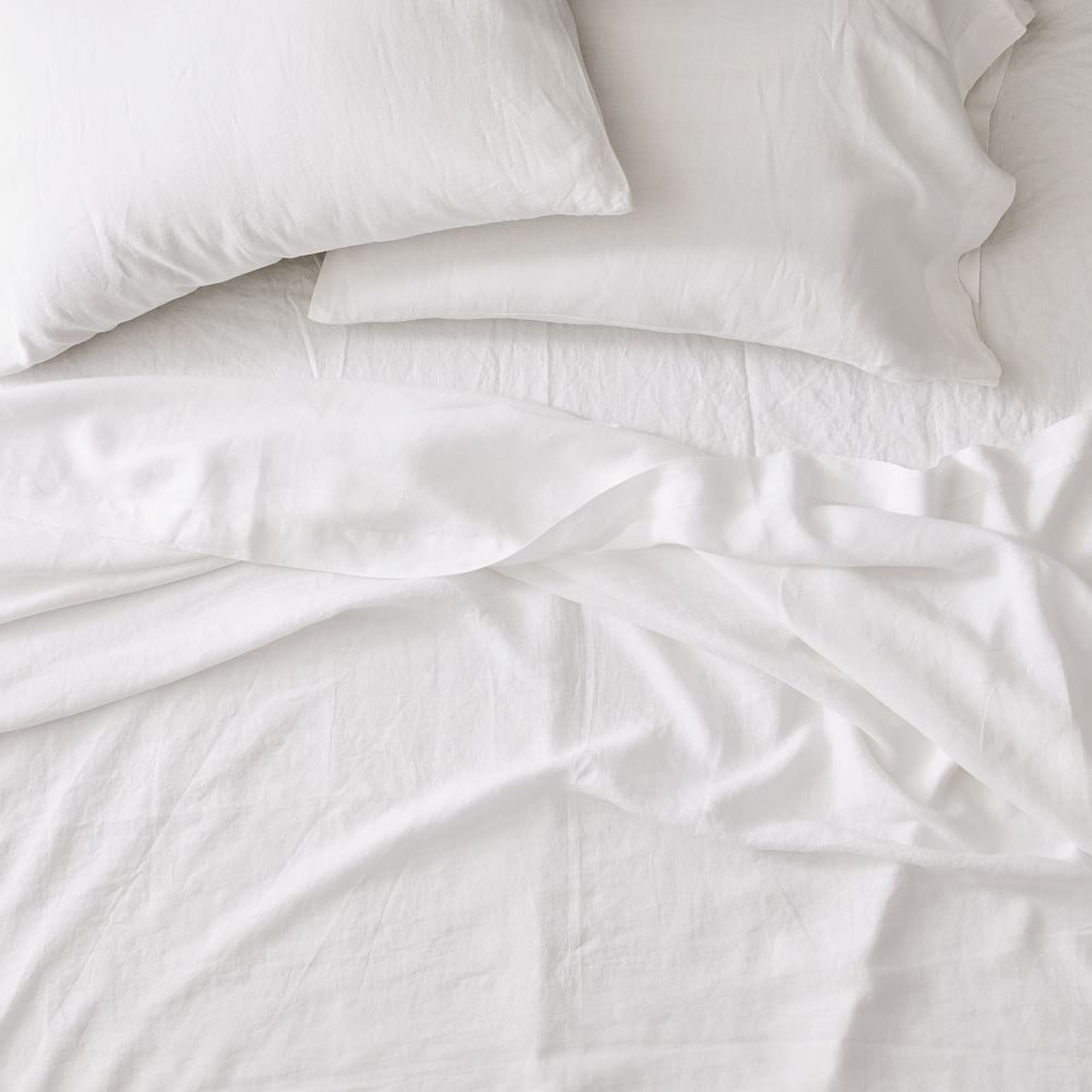 West Elm linen sheets in white