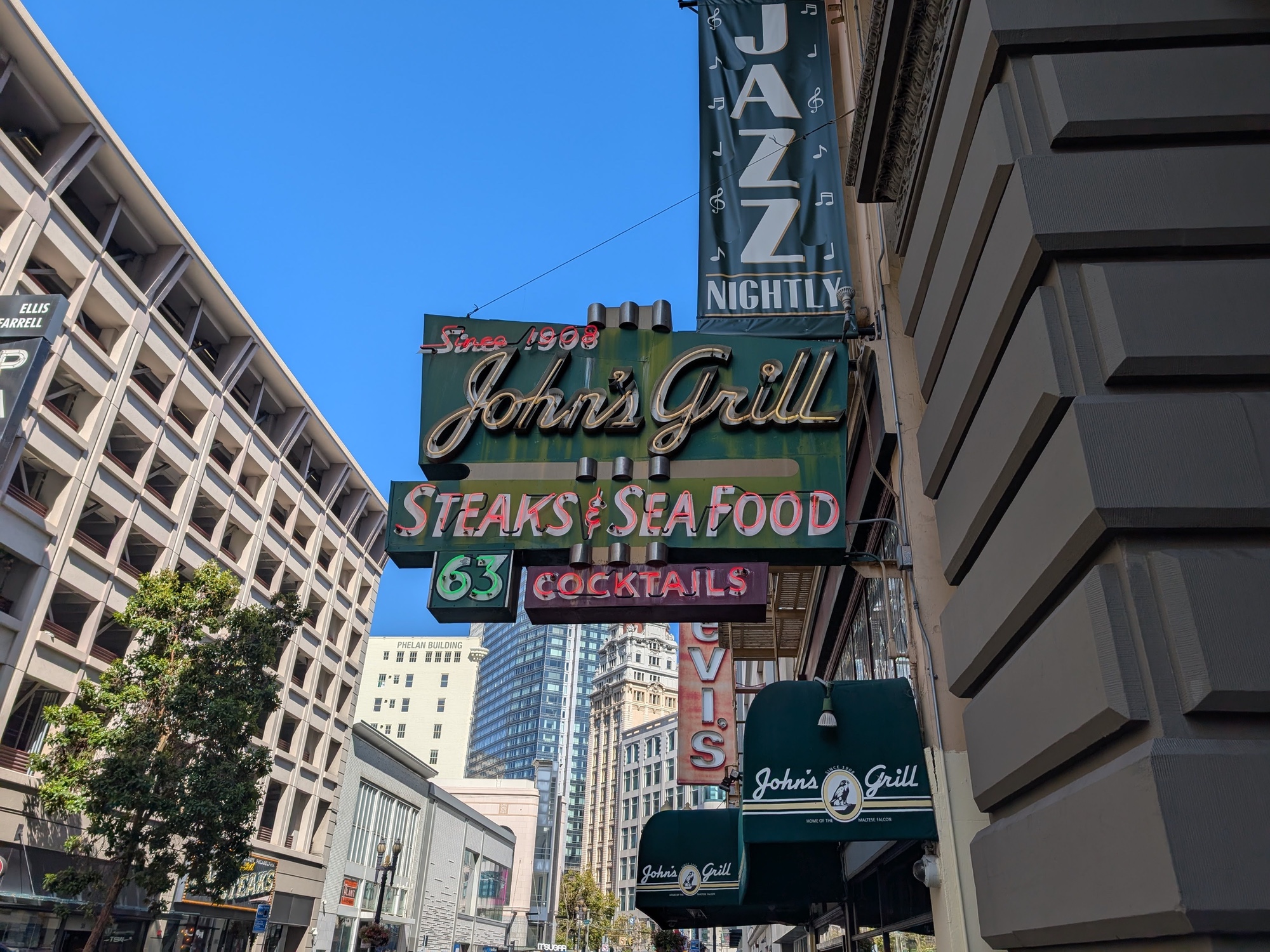 shot of john's grill sign by pixel 9 pro