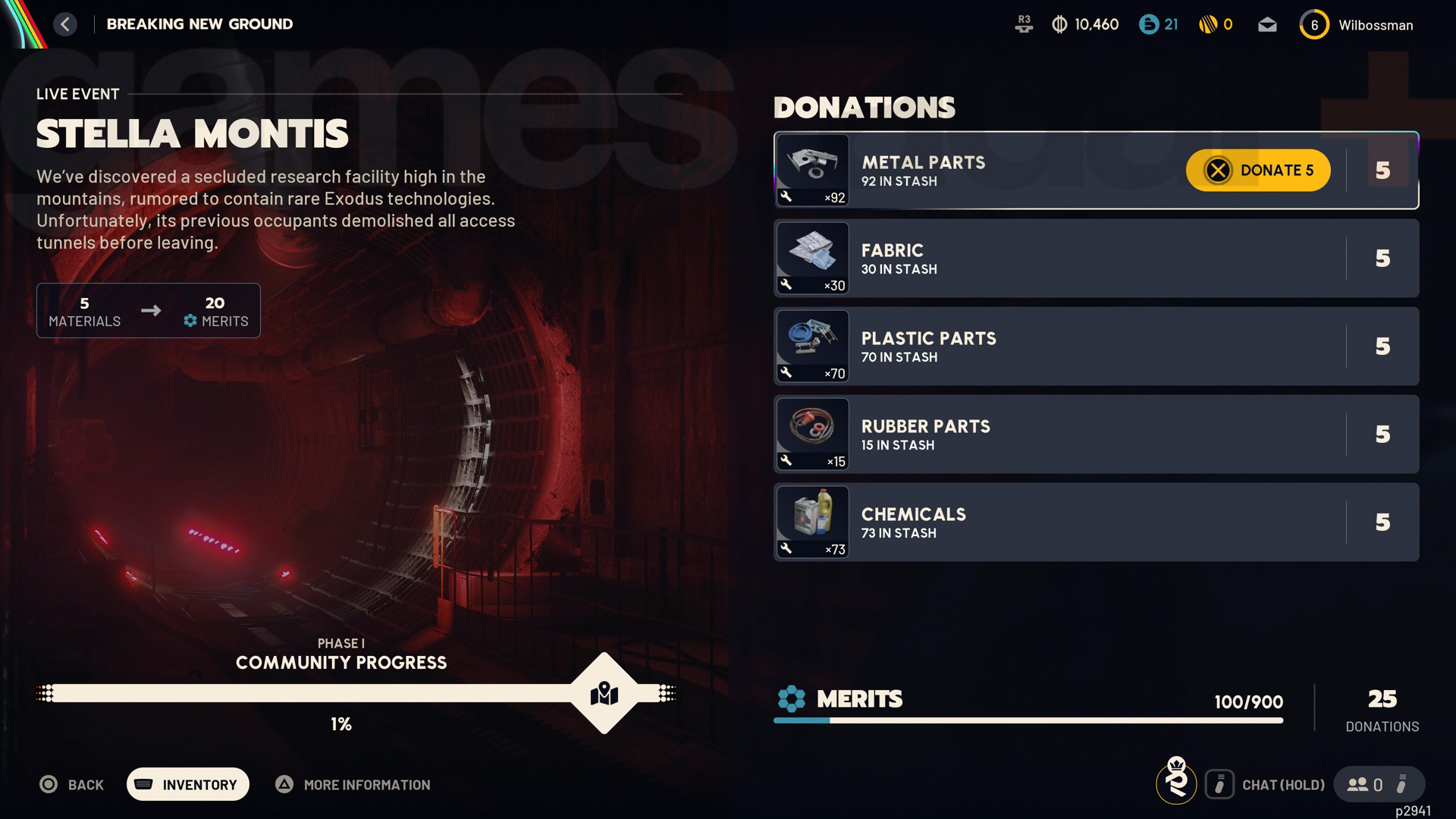 Donating materials for Phase I of the Arc Raiders Stella Montis live event