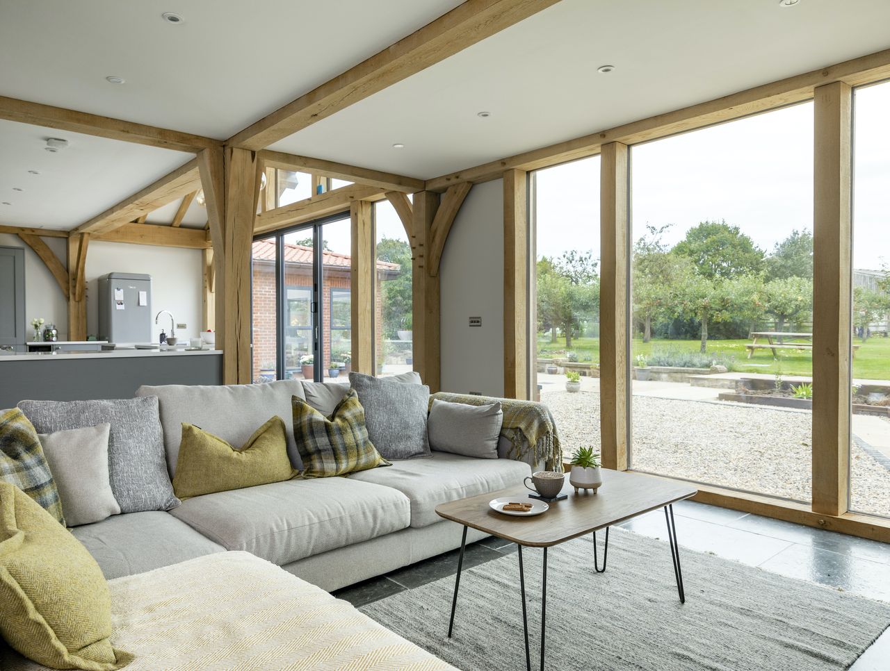 Fixed panels of triple glazing with e-coating reduce solar gain on the south-west rear.