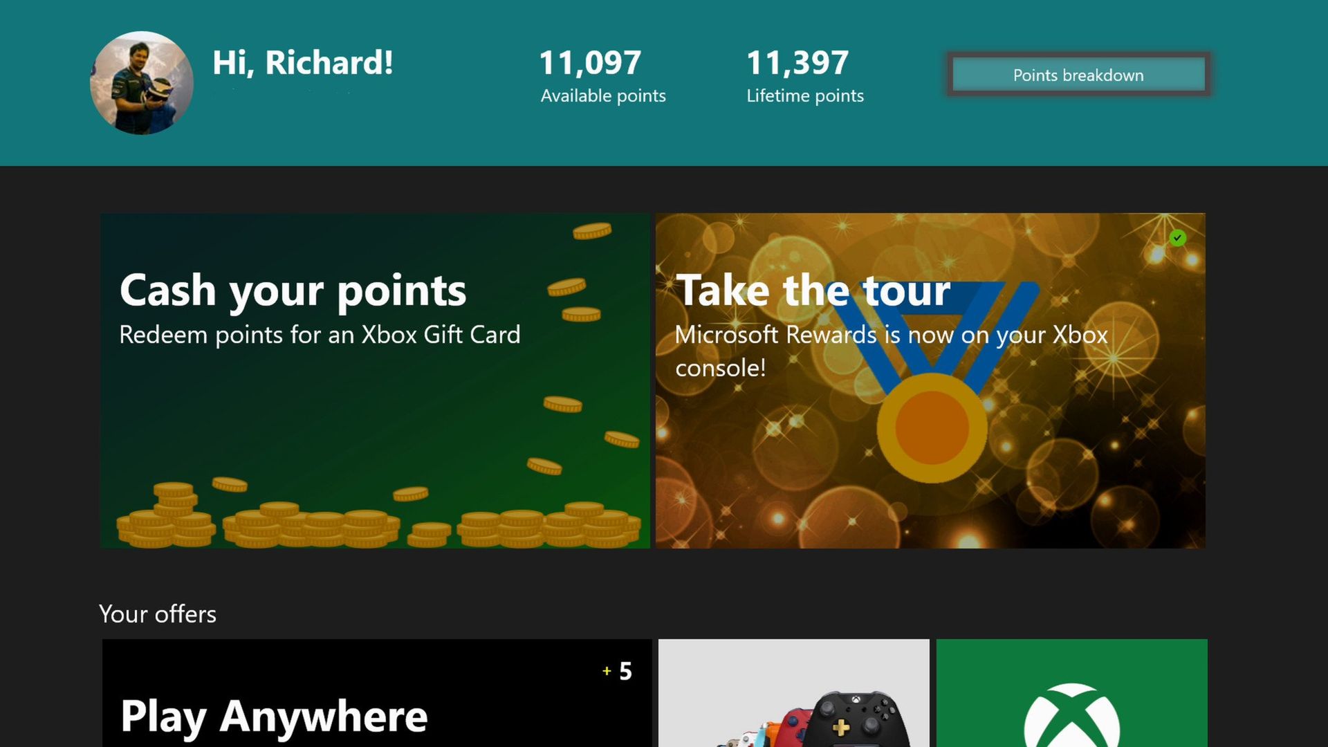 Microsoft Rewards app launches for everyone on Xbox One | Windows Central