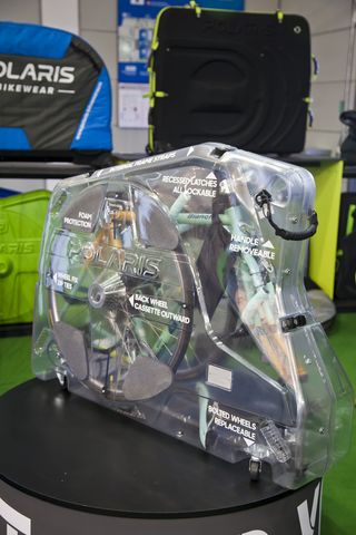 British brand Polaris made this clear bike box purely for demonstration purposes at the show.