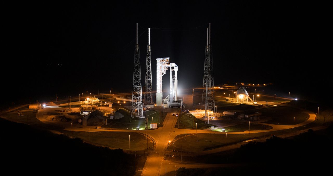 A United Launch Alliance Atlas V rocket topped with Boeing&rsquo;s CST-100 Starliner spacecraft stands ready for launch on Space Launch Complex 41 at Cape Canaveral Air Force Station in Florida, on Dec. 19, 2019.