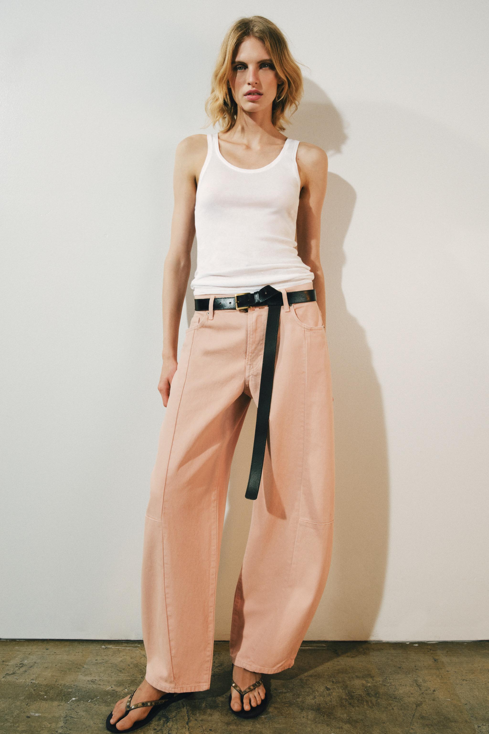 Zw Collection Mid-Rise Barrel Patchwork Jeans - Pink - 26 (us 2)