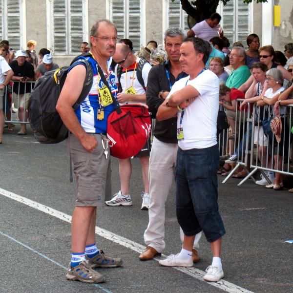 Dirk Nachtergaele awaits the riders at the finish