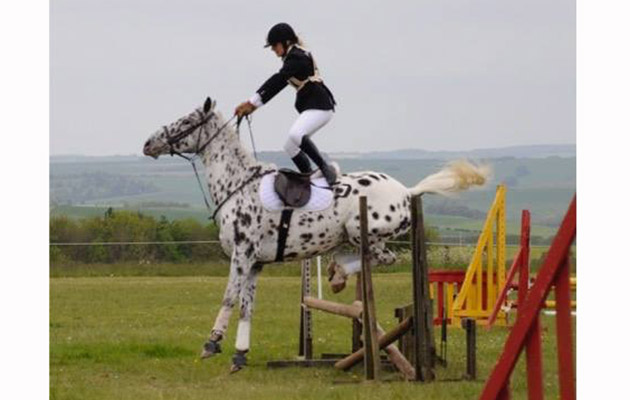 &ldquo;This was my youngster Duke&rsquo;s first one-day event at Larkhill, and mine for the first time in years. This photo was captured by a friend of mine in the show jumping&hellip;at fence one. Amazingly I landed it and we went clear. He&rsquo;s a 16.3hh big baby and somehow missed a stride resulting in this&rdquo; &mdash; Grace Hoskins