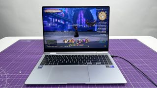 Samsung Galaxy Book 5 Pro 360 on purple crafting mat