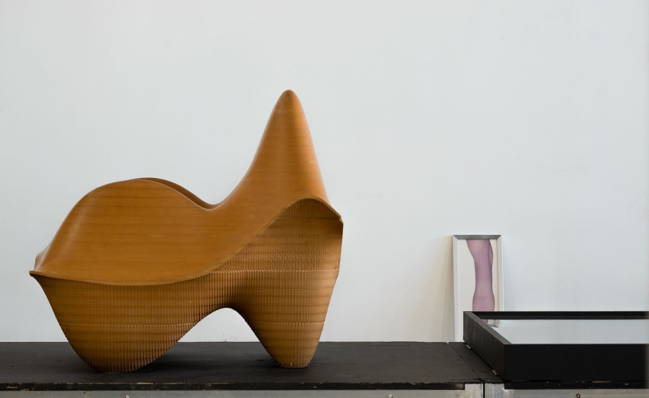 Installation view of &#039;Sized&#039; featuring JF Chen, Greg Lynn &#039;Ravioli&#039; Prototype Chair 